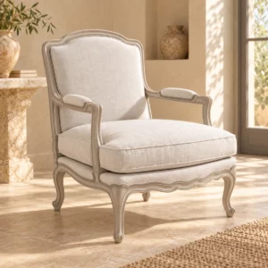Fauteuil Flora ivoire dans un salon lumineux