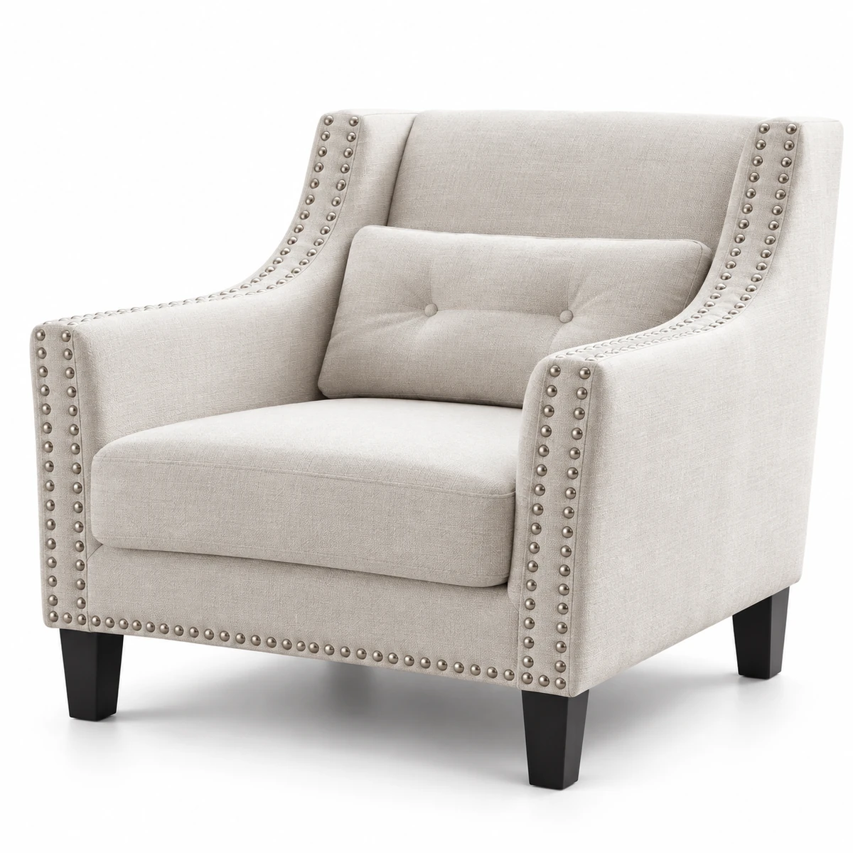 Fauteuil Isabelle en tissu ivoire sur fond blanc