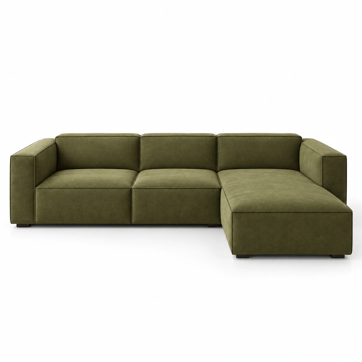 Salon Cube modulable vert olive sur fond blanc