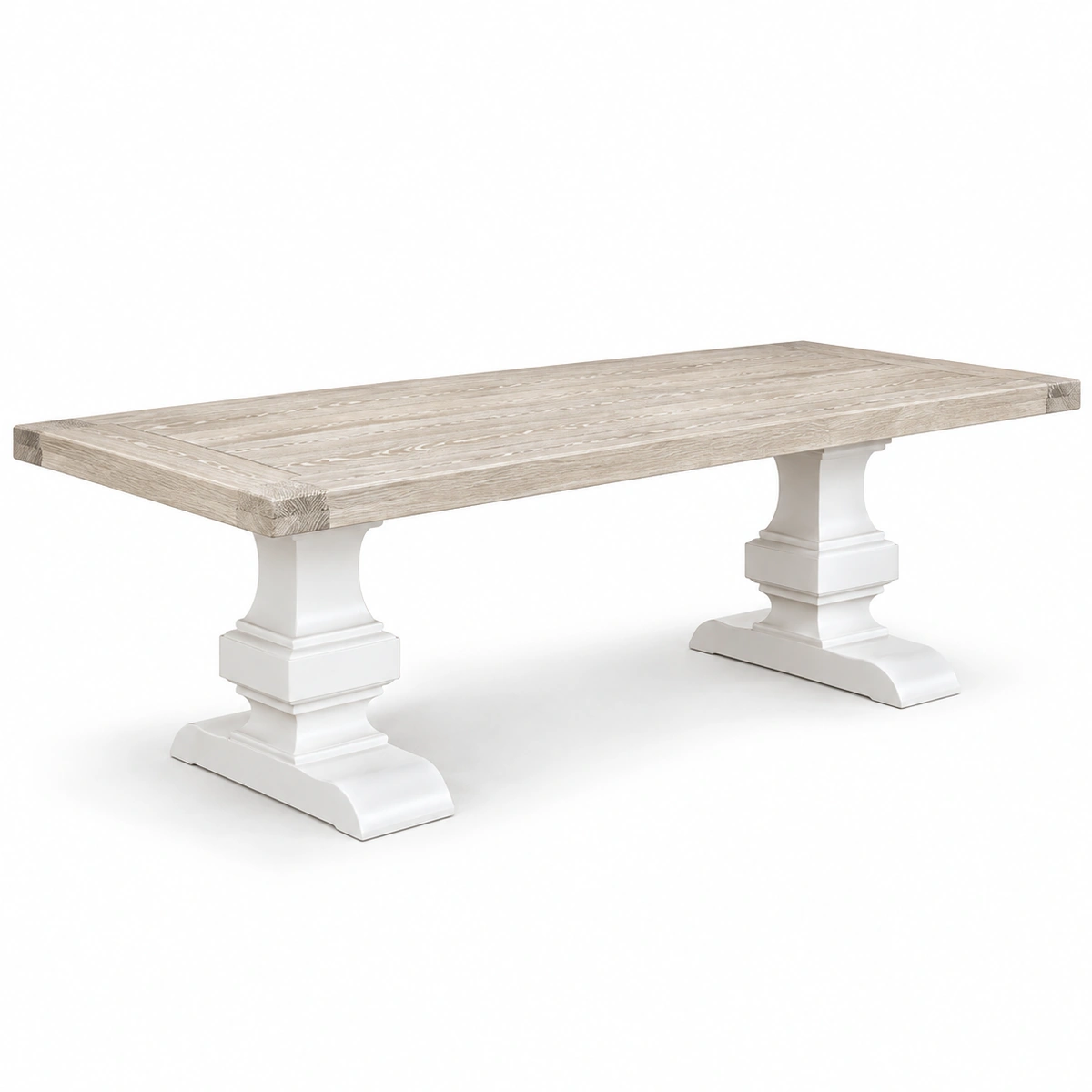 Table Victoria rectangulaire à deux socles sur fond blanc